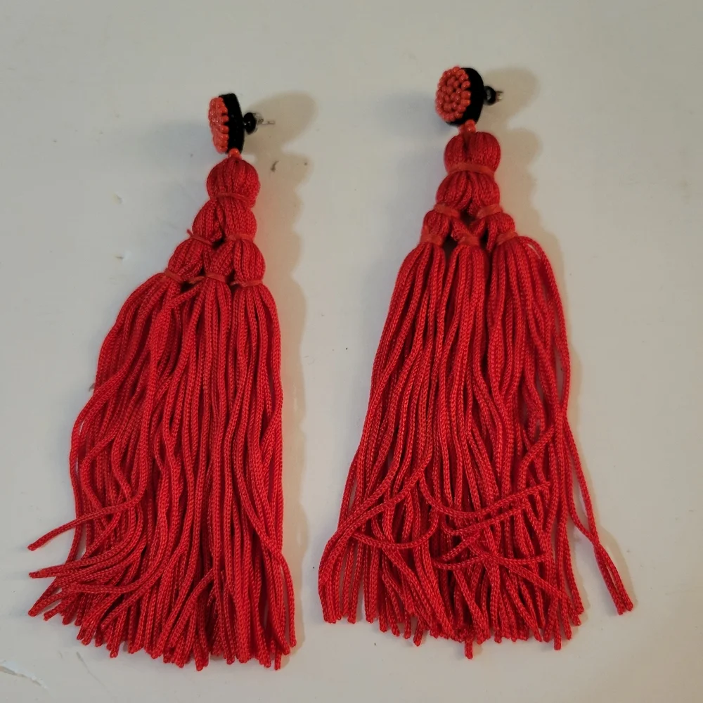 Tassel Earrings 5in Long Pierced